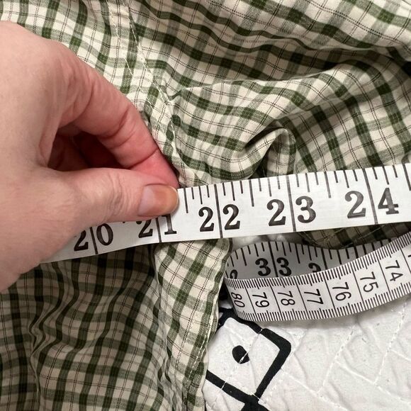 North Face green and white check large men casual, short sleeve button-down - Picture 10 of 11